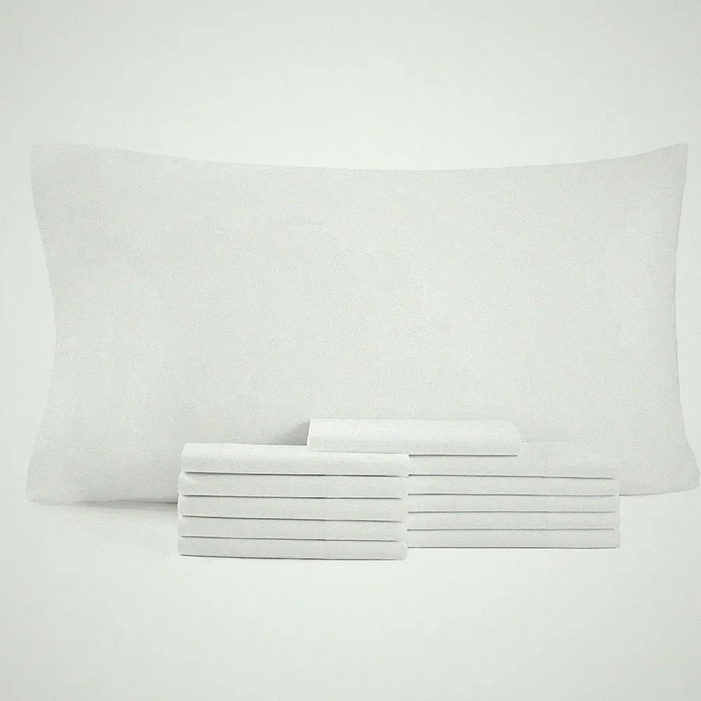 Cotton Sateen Pillowcases, Size Options, White, Packs of 12 and Bulk Cases of 72