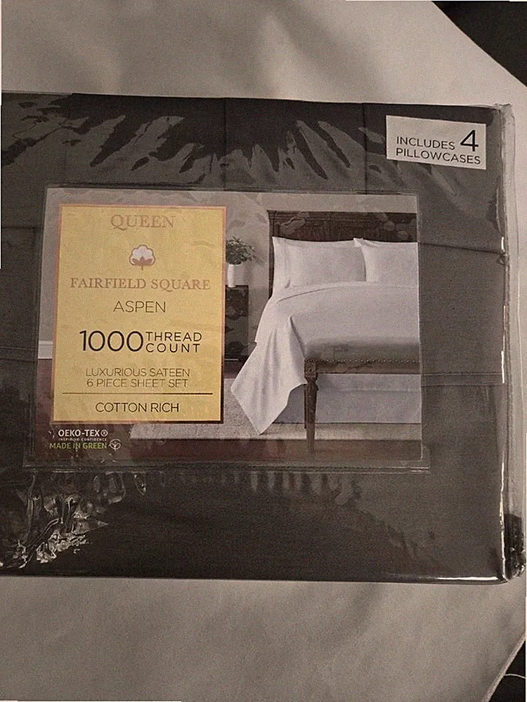 #= Fairfield Square Queen Aspen 1000 Thread Count Luxurious Sateen 6 Pc Set NEW