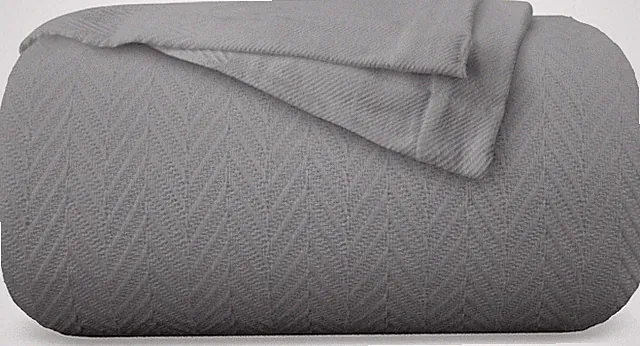 Luxury King Size Dark Grey Cotton Blanket - Soft & Cozy Herringbone Throw