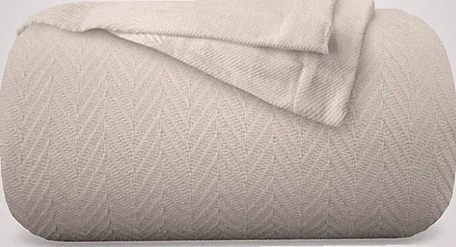 Luxury Soft Beige Cotton Blanket - Queen Size, Lightweight & Cozy 350GSM