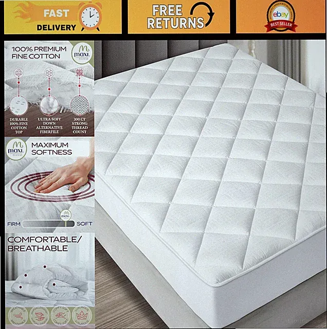 MAXI RV Mattress Pad 48x75 - Soft Cotton Sateen Protector, Breathable Cover, Sta