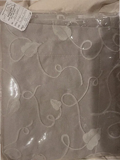 NEW Sateen Beige Pillow Shams Standard 2 With Embroidery And Border 30” X 23.5”