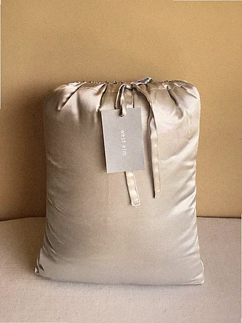 New West Elm Stella Throw Satin Shiny Gray Luxury Lap Throw Blanket 50" x 60"