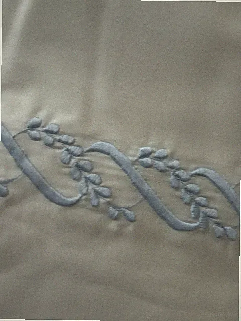 NIP 400tc Sateen Twin Flat Sheet Ivory with Natalia Embroidery Made In Italy