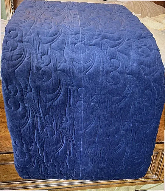 NWT Royal Sateen Beautiful Blue velvet King size quilt Perfect Cond. Vintage