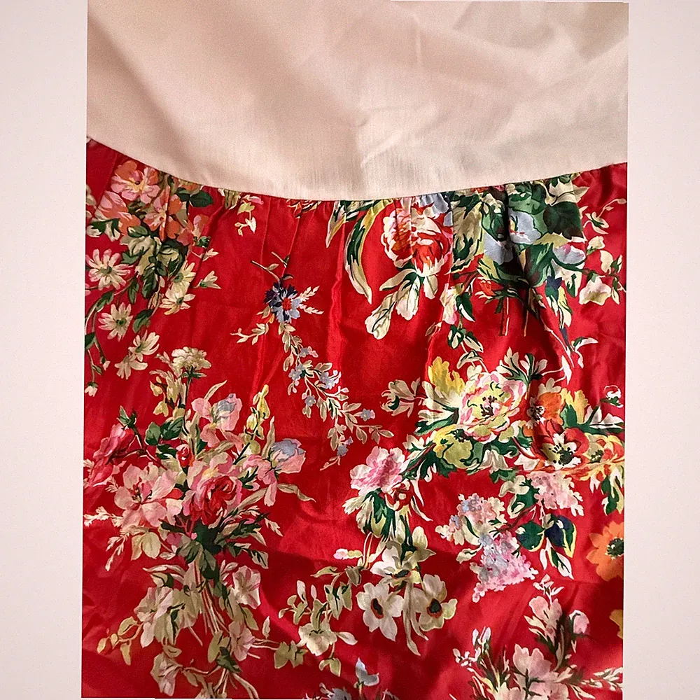 Ralph Lauren Belle Harbor King Bed Skirt Dust Ruffle 17" Drop Cotton Sateen-Red