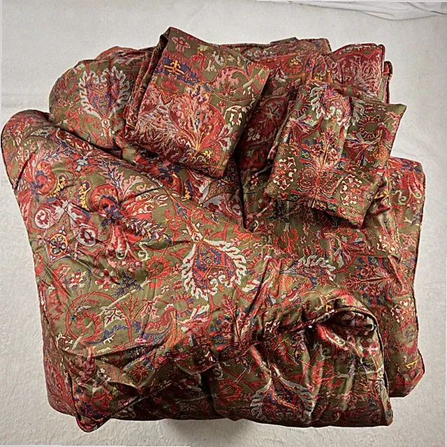 RARE Ralph Lauren GALAHAD Red KING COMFORTER & Pillow Cases Sateen Paisley