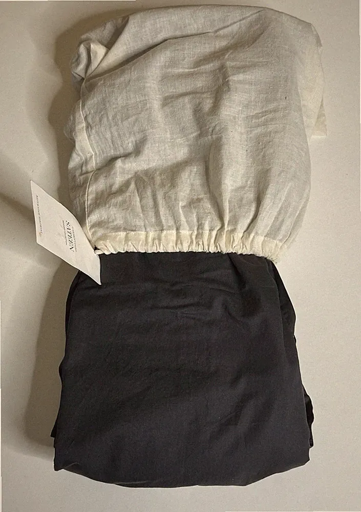 Restoration Hardware Garment-Dyed Sateen Bed Skirt Cotton Full Charcoal NEW $111