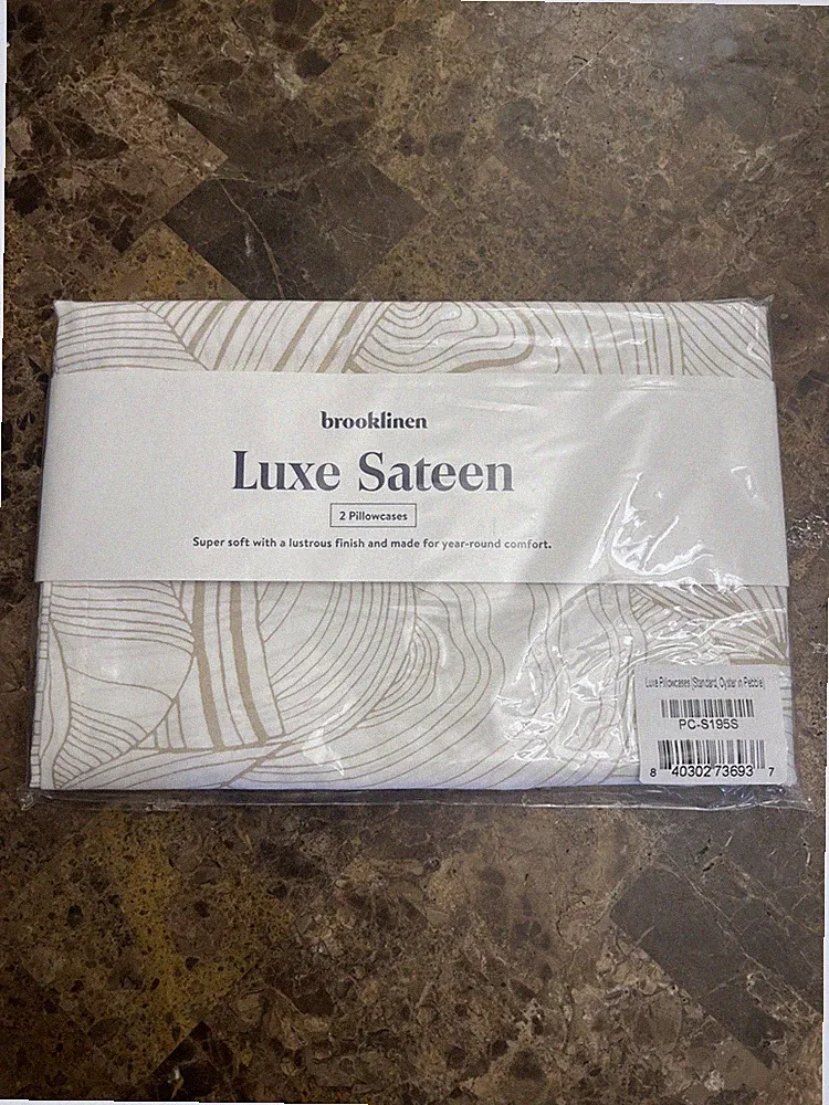 Set of 2 Brooklinen Luxe Sateen Pillowcases Standard-Oyster In Pebble 🔥 NWT