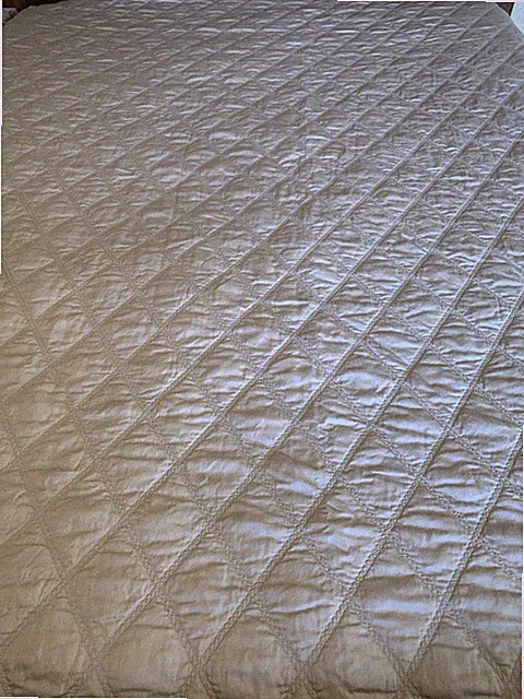 signoria firenze King Tan Coverlet Quilt NWOT Sateen Diamond Pattern Made Italy