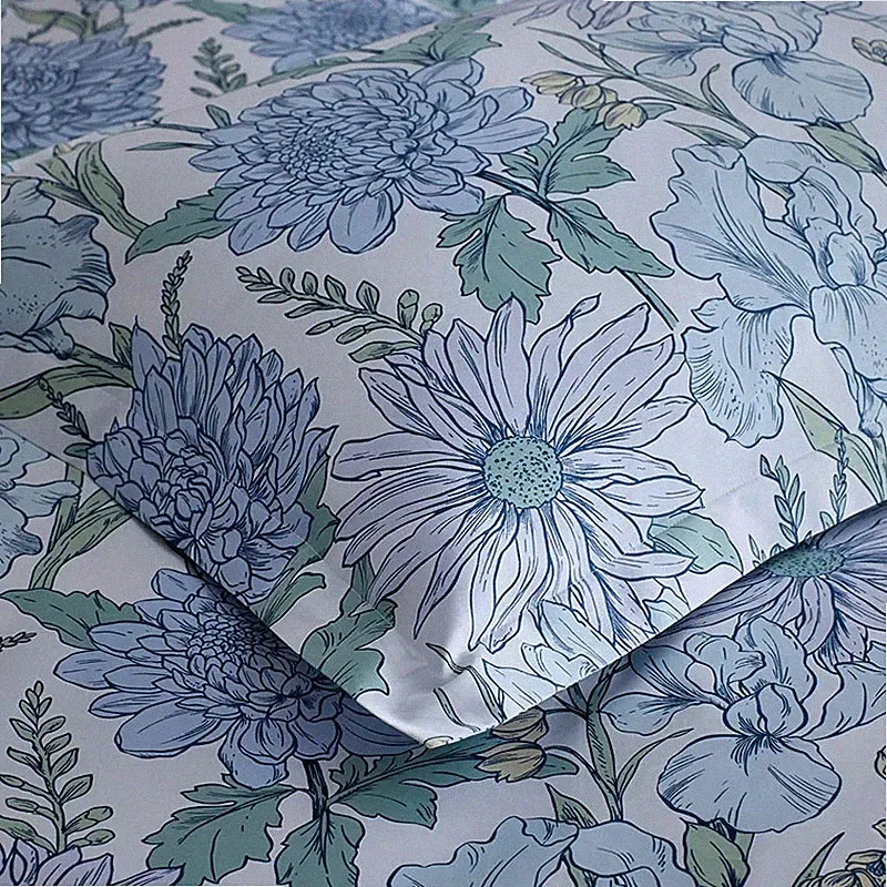 The Company store Garden Bliss Classic Smooth Sateen Comforter - Blue