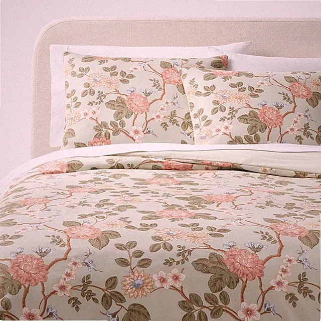 Threshold Cotton Sateen Duvet Cover Set Floral Green/Light Pink/White Full/Queen