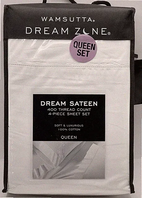 Wamsutta Dream Zone 400 TC Queen Sheet Set Cotton Dream Sateen 4 Piece White