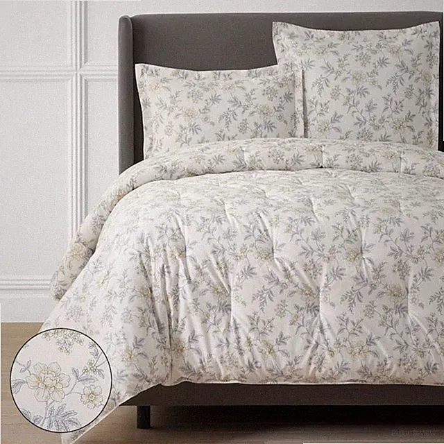 Whispering Garden Premium Smooth Wrinkle-Free Sateen Comforter - Gray Multi,...