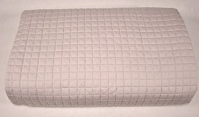 Williams Sonoma Home Box Stitch Cotton Sateen King Coverlet Quilt Bedspread Gray